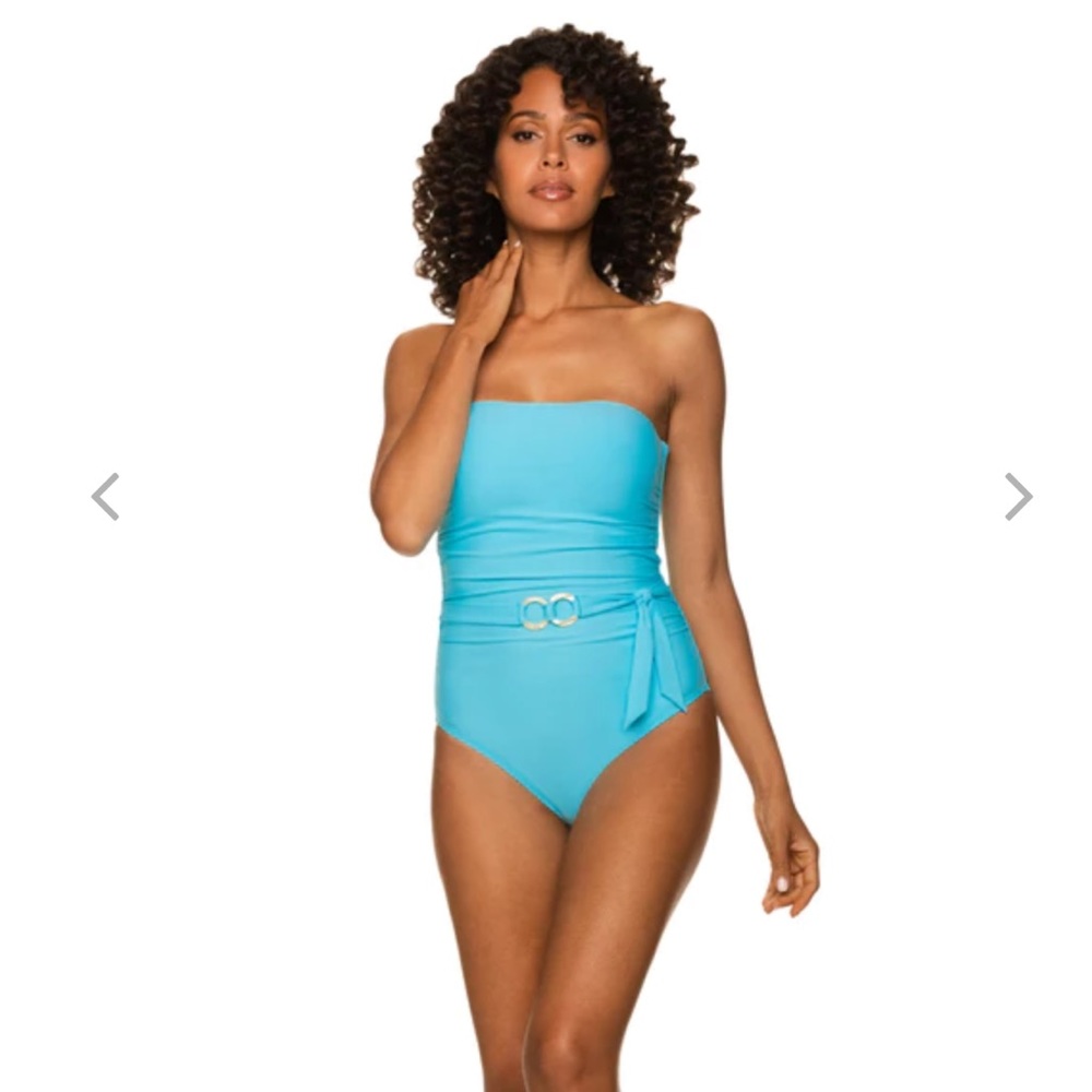 NWT Helen Jon Belted bandeau one-piece | sky blue - Picture 1 of 11